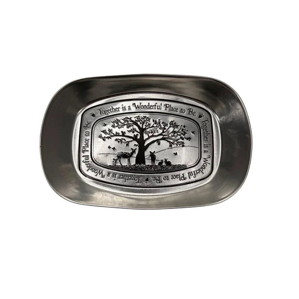 Decorative Pewter Tray With Engraved Tree & Animal Scene‎ By DDI Organizer 10